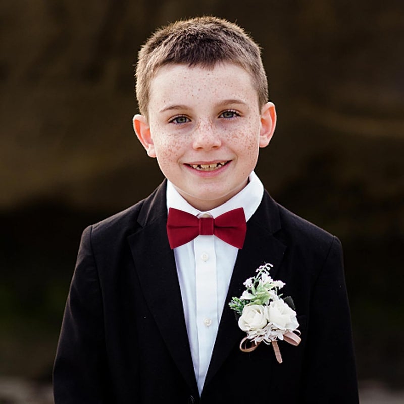 PACGOTH Store Pre-Tied Velvet Bow Ties for Toddlers - Solid, Adjustable Child Bow Ties With Gift Box - Image 2